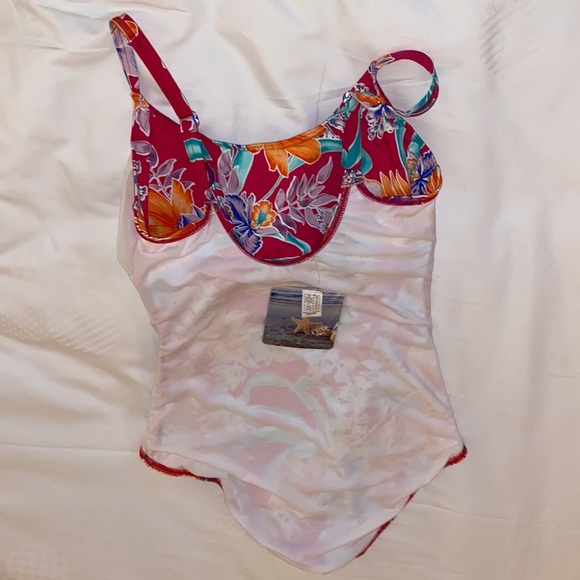 HP🎉1PC seeker Suit swimwear Floral Rouched Side Oriental Pink Australia 4 - Picture 9 of 9
